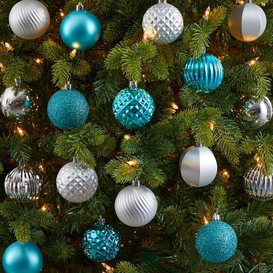 101ct. 2" Blue & Silver Shatterproof Ball Ornaments 7 101ct. 2" Blue & Silver Shatterproof Ball Ornaments - Image 5