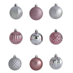 101ct. 2" Pink & Silver Shatterproof Ball Ornaments -Holiday Glow D322197S 3