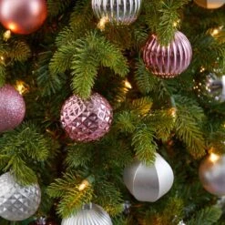 101ct. 2" Pink & Silver Shatterproof Ball Ornaments -Holiday Glow D322197S 5