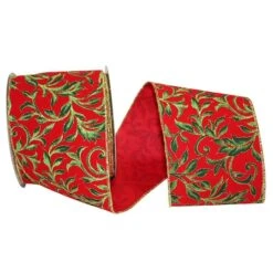 JAM Paper 4" X 10yd. Wired Holiday Ribbon -Holiday Glow D340989S 1 1
