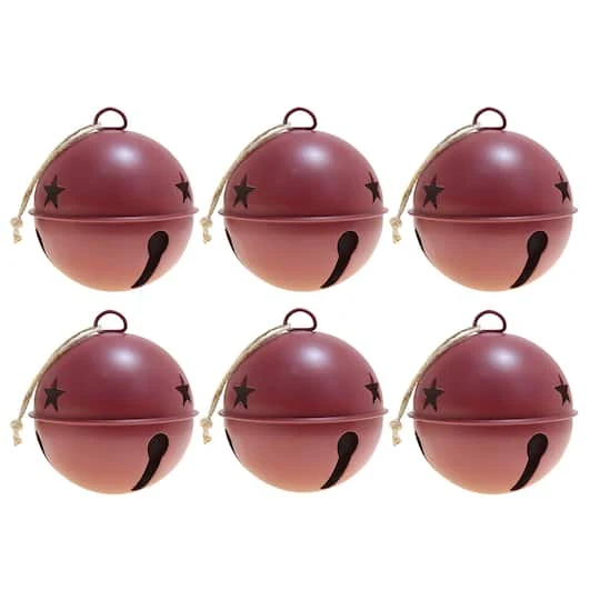 Haute Decor 6ct. 3.5" Red Jingle Bell Ornaments 4 Haute Decor 6ct. 3.5" Red Jingle Bell Ornaments - Image 2