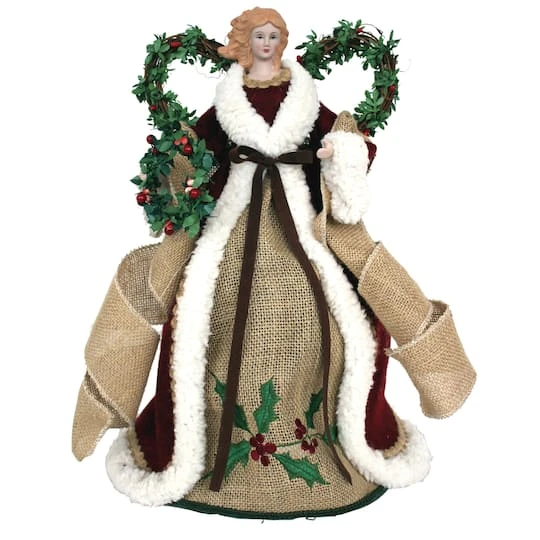 Santa's Workshop 16" Country Poinsettia Angel Tree Topper 4 Santa's Workshop 16" Country Poinsettia Angel Tree Topper - Image 2