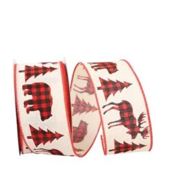 Reliant 2.5" X 20yd. Holiday Cut Out Buffalo Plaid Wired Ribbon 5 Reliant 2.5" X 20yd. Holiday Cut Out Buffalo Plaid Wired Ribbon -Holiday Glow D376707S 1 1