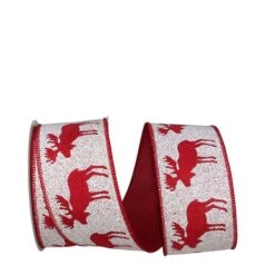 Reliant 2.5" X 10yd. Moose Snowdrift Wired Ribbon, 10yd. -Holiday Glow D376712S 1 1
