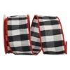 Reliant 2.5" X 10yd. Red Edged Grand Gingham Wired Ribbon -Holiday Glow D376728S 1