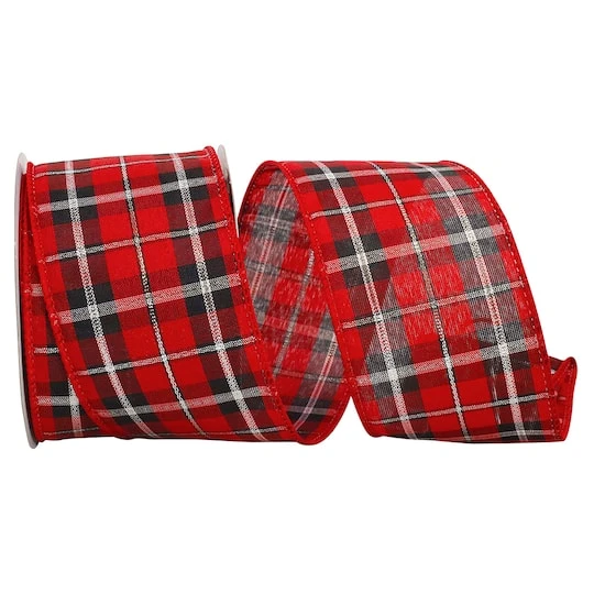 Reliant 2.5" X 10yd. Lauren Metallic Check Wired Ribbon 3 Reliant 2.5" X 10yd. Lauren Metallic Check Wired Ribbon