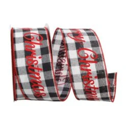 JAM Paper 2.5" X 25yd. Wired Merry Christmas Celine Plaid Ribbon