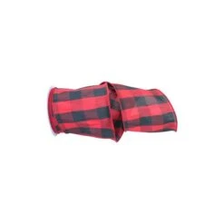 Reliant 4" X 10yd. Dupioni Buffalo Plaid Wired Ribbon 5 Reliant 4" X 10yd. Dupioni Buffalo Plaid Wired Ribbon -Holiday Glow D376777S 1 1