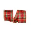 Reliant 2.5" X 10yd. Red & Gold Sparkle Christmas Plaid Wired Ribbon, 10yd. -Holiday Glow D376780S 1