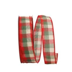 Reliant 1.5" X 50yd. Holiday Check Value Wired Ribbon -Holiday Glow D376793S 1 1