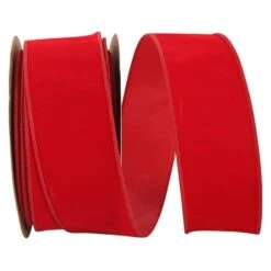 JAM Paper 2.5" X 25yd. Velvet Wired Heavy Commercial Ribbon Hot Red 7 JAM Paper 2.5" X 25yd. Velvet Wired Heavy Commercial Ribbon Hot Red -Holiday Glow D376814S 1 1