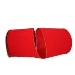 JAM Paper 6" X 25yd. Velvet Wired Heavy Commercial Ribbon Hot Red -Holiday Glow D376816S 1 1