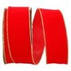 JAM Paper 2.5" X 25yd. Velvet Wired Heavy Commercial Ribbon Hot Red And Gold 1 JAM Paper 2.5" X 25yd. Velvet Wired Heavy Commercial Ribbon Hot Red And Gold -Holiday Glow D376823S 1