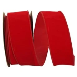 JAM Paper 2.5" X 25yd. Velvet Wired Heavy Commercial Ribbon Red 7 JAM Paper 2.5" X 25yd. Velvet Wired Heavy Commercial Ribbon Red -Holiday Glow D376829S 1 1