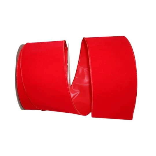 JAM Paper 4" X 25yd. Velvet Wired Heavy Commercial Ribbon Red 5 JAM Paper 4" X 25yd. Velvet Wired Heavy Commercial Ribbon Red - Image 3
