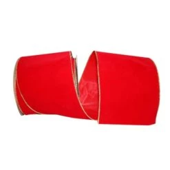 JAM Paper 6" X 25yd. Velvet Wired Heavy Commercial Ribbon Red And Gold 7 JAM Paper 6" X 25yd. Velvet Wired Heavy Commercial Ribbon Red And Gold -Holiday Glow D376836S 1 1