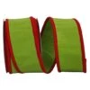 Reliant 2.5" X 10yd. Lime & Red Deluxe Dupioni Folded Wire Ribbon -Holiday Glow D376862S 1