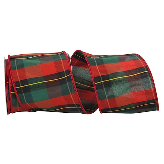 Reliant 4" X 10yd. Jordan Reserve Plaid Wired Ribbon 4 Reliant 4" X 10yd. Jordan Reserve Plaid Wired Ribbon - Image 2