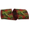 Reliant 4" X 5yd. Embroidered Holly Dupioni Plaid Wired Ribbon -Holiday Glow D376871S 1