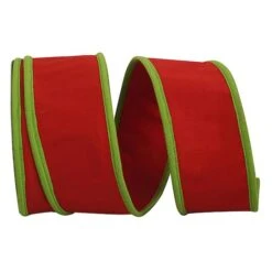 Reliant 2.5" X 10yd. Red & Lime Deluxe Dupioni Folded Heavy Wired Ribbon 5 Reliant 2.5" X 10yd. Red & Lime Deluxe Dupioni Folded Heavy Wired Ribbon -Holiday Glow D376873S 1 1