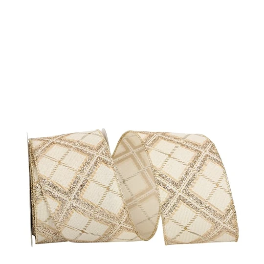 JAM Paper 2.5" X 10yd. Glitter Christmas Diamonds Wired Ribbon 3 JAM Paper 2.5" X 10yd. Glitter Christmas Diamonds Wired Ribbon