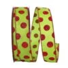 JAM Paper 1.5" X 50yd. Glitter Wired Lime & Red Dots Ribbon
