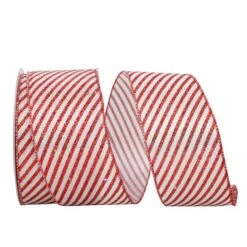 JAM Paper 2.5" X 20yd. Wired Candy Cane Glitter Diagonal Stripe Ribbon 5 JAM Paper 2.5" X 20yd. Wired Candy Cane Glitter Diagonal Stripe Ribbon -Holiday Glow D376954S 1 1