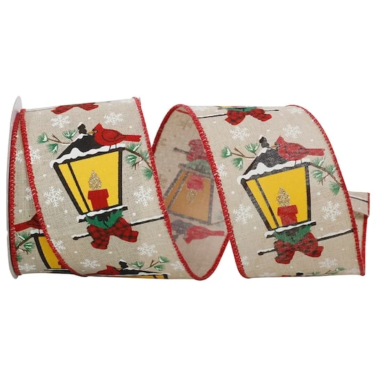 JAM Paper 2.5" X 10yd. Cardinal & Lamp Linen Wired Ribbon 3 JAM Paper 2.5" X 10yd. Cardinal & Lamp Linen Wired Ribbon