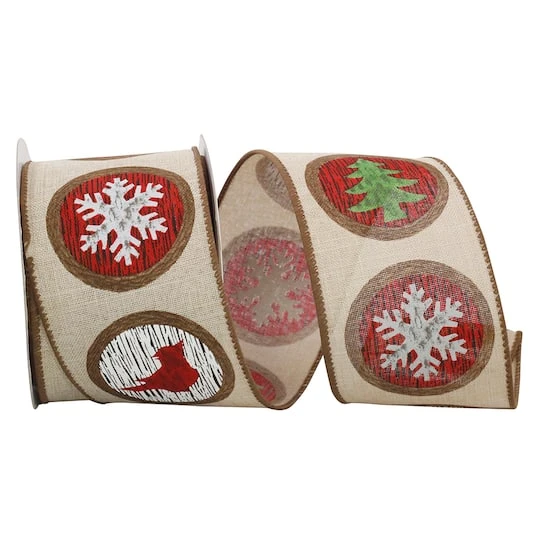 JAM Paper 2.5" X 10yd. Natural Wood Cuts Holiday Wired Ribbon 3 JAM Paper 2.5" X 10yd. Natural Wood Cuts Holiday Wired Ribbon