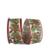 JAM Paper 2.5" X 20yd. X 20yd. Ivory Pinecone Berry Sprig Linen Wired Ribbon 1 JAM Paper 2.5" X 20yd. X 20yd. Ivory Pinecone Berry Sprig Linen Wired Ribbon -Holiday Glow D376967S 1