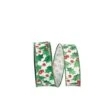 JAM Paper 1.5" X 20yd. Linen Wired White Holly Berry Simplicity Ribbon -Holiday Glow D376974S 1