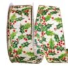 JAM Paper 2.5" X 50yd. Wired Multicolor Holly Ribbon 1 JAM Paper 2.5" X 50yd. Wired Multicolor Holly Ribbon -Holiday Glow D376987S 1