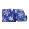 Reliant 2.5" X 10yd. Lame Snowflakes Royal Wired Ribbon -Holiday Glow D377046S 1