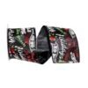 JAM Paper 2.5" X 10yd. Black Holiday Greetings Wired Ribbon -Holiday Glow D377061S 1