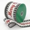 JAM Paper 2.5" X 10yd. Black & White Merry Christmas Glitter Gingham Wired Ribbon 1 JAM Paper 2.5" X 10yd. Black & White Merry Christmas Glitter Gingham Wired Ribbon -Holiday Glow D377065S 1