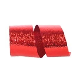 JAM Paper 1.875" X 25yd. Metallic Cracked Ice Ribbon Red -Holiday Glow D377805S 1 1