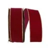 The Ribbon Roll 2.5" X 50yd. Velvet Wired Ribbon Burgundy/Gold -Holiday Glow D378097S 1