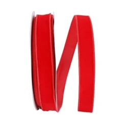The Ribbon Roll 1.375" X 50yd. Velvet Wired Ribbon Hot Red -Holiday Glow D378103S 1 1