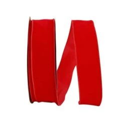 The Ribbon Roll 2.5" X 50yd. Velvet Wired Ribbon Hot Red