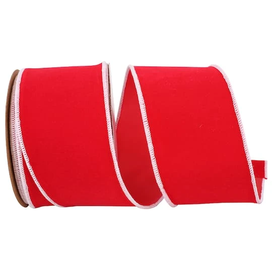Reliant 2.5" X 10yd. Velvet Duro Domestic Wired Ribbon Hot Red/White 3 Reliant 2.5" X 10yd. Velvet Duro Domestic Wired Ribbon Hot Red/White