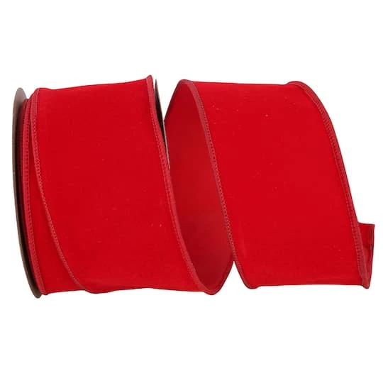 Reliant 2.5" X 10yd. Velvet Duro Domestic Wired Ribbon Red 3 Reliant 2.5" X 10yd. Velvet Duro Domestic Wired Ribbon Red
