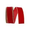 The Ribbon Roll 1.375" X 10yd. Velvet Wired Ribbon Red/Gold