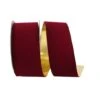 JAM Paper 2.5" X 25yd. Velvet Gold Back Ribbon Burgundy -Holiday Glow D378162S 1
