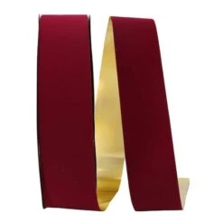 JAM Paper 2.5" X 100yd. Velvet Gold Back Ribbon Burgundy