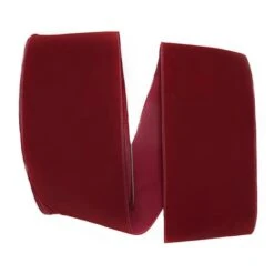 Reliant 4" X 50yd. Wired Velvet Ribbon Burgundy 7 Reliant 4" X 50yd. Wired Velvet Ribbon Burgundy -Holiday Glow D378309S 1 1