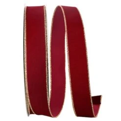 Reliant 1/2" X 50yd. Velvet Wired Ribbon Burgundy/Gold -Holiday Glow D378311S 1 1