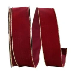JAM Paper 2.5" X 50yd. Velvet Wired Value Ribbon Burgundy/Gold 7 JAM Paper 2.5" X 50yd. Velvet Wired Value Ribbon Burgundy/Gold -Holiday Glow D378314S 1 1