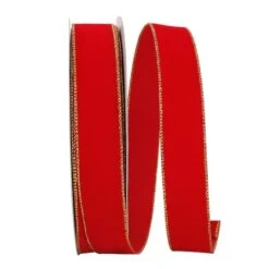 Reliant 1/2" X 50yd. Velvet Wired Ribbon Red/Gold -Holiday Glow D378320S 1 1