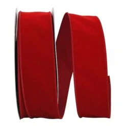 JAM Paper 2.5" X 50yd. Velvet Wired Value Ribbon Scarlet