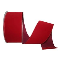 Reliant 4" X 10yd. Velvet Wired Ribbon Scarlet -Holiday Glow D378331S 1 1